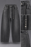 Утеплённые джинсы багги для мальчика-подростка серые Oversize D7529