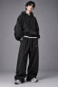 Утеплённые трикотажные брюки для мальчика-подростка чёрные Oversize D7535