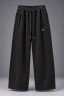 Утеплённые трикотажные брюки для мальчика-подростка чёрные Oversize D7535